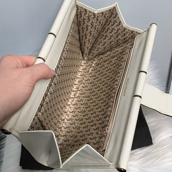 Authentic YSL white leather large clutch e dustbag - Picture 15 of 17